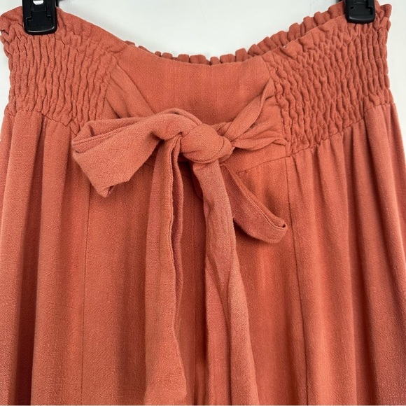 Wisteria Lane Linen Blend Wide Leg Tiered Pull On Pant Size Large Orange Boho - Picture 3 of 6